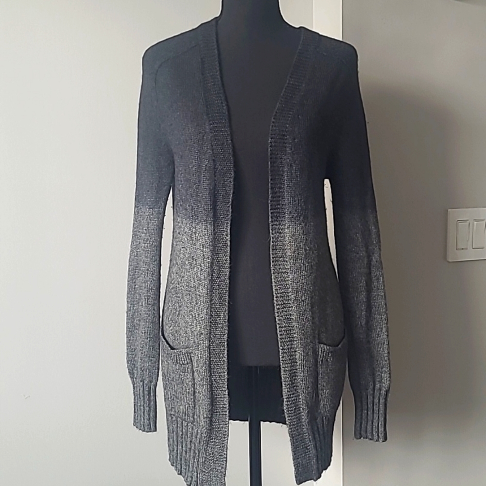 Theory Freysa Leuna Grey Ombre Wool Silk Blend Cardigan Size Small
